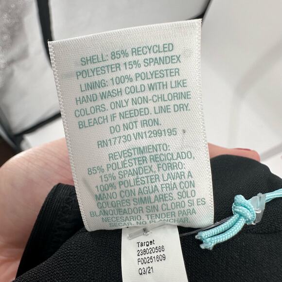 Kona Sol Black Swim Cap Sleeve One Piece S Ribbed V-neck Keyhole Back Beach - Picture 8 of 9